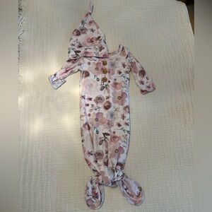 caden lane newborn knotted gown + topknot hat